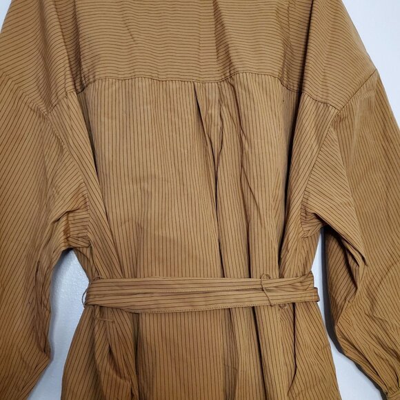 Future Collective Brown Belted Button-Down Maxi Shirt Dress 2X Long Sleeve Strip - Picture 6 of 9